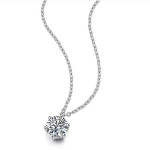 NEW 1ctw Diamond Moissanite Round Necklace Sterling Silver